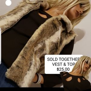 NEW FAUX FUR VEST, LARGE AND AN EXCELLENT SELECTION FOR SUMMER